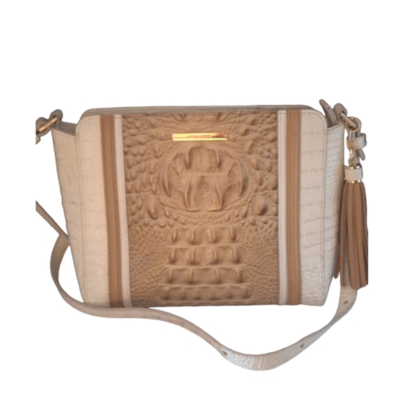 Brahmin Carrie Crossbody In White and Tan